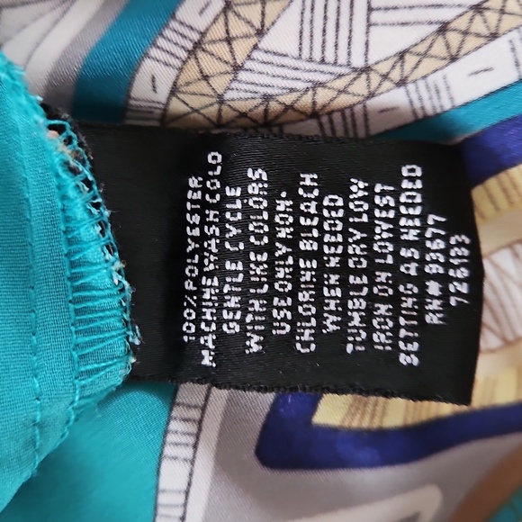 Nicole Miller Paisley Embellished, Colorful Teal Sleeveless Blouse, Sz L - Picture 7 of 7